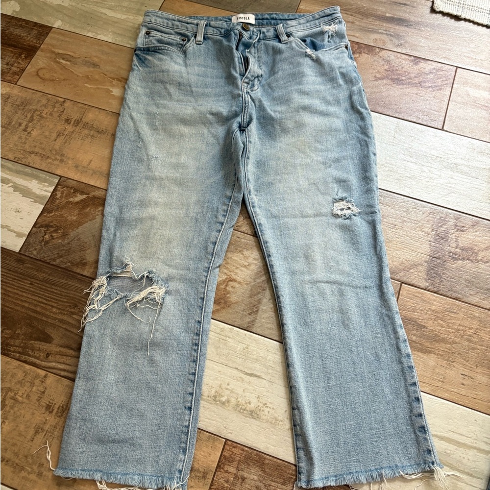 Pistola Lennon High Rise Cropped Boot jeans Size 30 Distressed